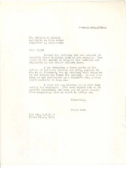[Carta] 1961, jan. 22, New York [a] William P. Malloy, California