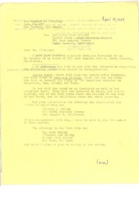 [Carta] 1969, abr. 18, New York [a] Raymond T. O'Malley, California