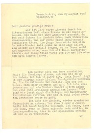 [Carta], 1946 aug. 29, Frankfurt, Alemania [a] [Gabriela Mistral]