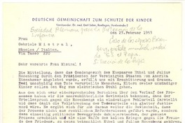 [Carta], 1953 feb. 23, Reutlingen, Alemania [a] Gabriela Mistral, Nápoles, Italia