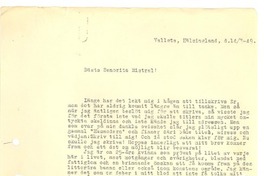 [Carta], 1949 mar. 14, Vallsta, Hälsingland, Suecia [a] Gabriela Mistral