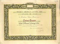 [Diploma] 1966 oct. 12, Buenos Aires, [Argentina] [a] Enrique Bunster, Santiago, Chile