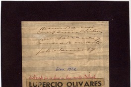 [Dedicatoria] 1937, Lima, [Perú] [a] Lupercio Olivares