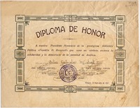 [Diploma] 1945 sept. 18, Hurtado [Chile] [a] Gabriela Mistral