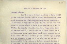 [Carta] 1925 mar. 29, Santiago, Chile [a] Luis Omar Cáceres
