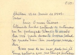 [Carta] 1941 jun. 18, Chillán, Chile [a] Omar Cáceres