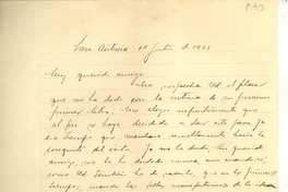 [Carta] 1933 jul. 1, San Antonio, Chile [a] Luis Omar Cáceres