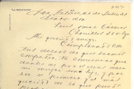 [Carta] 1931 jul. 20, San Antonio, Chile [a] Omar Cáceres, Santiago, Chile