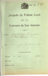 [Carta] 1929 jul. 20, Llo-Lleo, Chile [a] S. J. [del Juzgado] de Policia Local