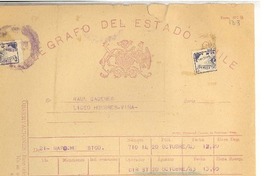 [Telegrama] 1943 oct. 20, Santiago, Chile [a] Raúl Cáceres, Liceo de Hombres, Viña del Mar, Chile