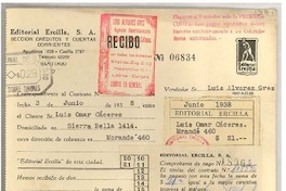 [Recibo] 1938 jun. 3, Santiago, Chile [a] Omar Cáceres, Santiago, Chile