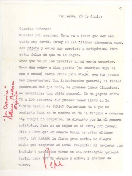[Carta] [c.1970] jun. 28, Pollensa, España [a] Alfonso Calderón