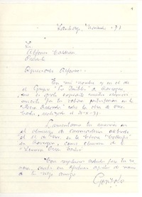 [Carta] 1977 noviembre, Santiago, Chile [a] Alfonso Calderón