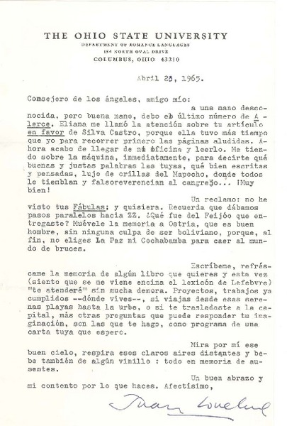 [Carta] 1965 abr. 28, Ohio, Estados Unidos, [a] Alfonso Calderón