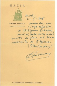 [Carta] 1976, ene. 1, Antofagasta, Chile [a] Alfonso Calderón