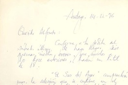 [Carta] 1976 dic. 14, Santiago, Chile [a] Alfonso Calderón