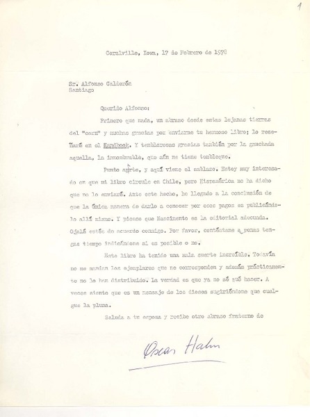 [Carta] 1978 feb. 17, Oiwa, Estados Unidos [a] Alfonso Calderón, Santiago, Chile