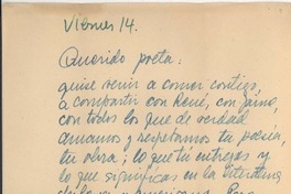 [Carta] [entre 1970 y 1980] viernes 14, [Santiago, Chile] [a] Alfonso Calderón