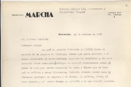 [Carta] 1969 oct. 10, Montevideo, Uruguay [a] Alfonso Calderón
