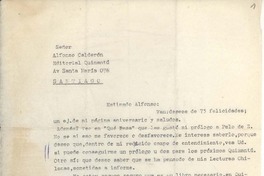 [Carta] entre 1971 y 1973, Santiago, Chile [a] Alfonso Calderón