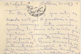 [Tarjeta] 1963 ene. 31, Calbuco, Chile [a] Alfonso Calderón