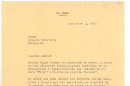 [Carta] 1967 nov. 3, Isla Negra, Chile [a] Armando Benavente