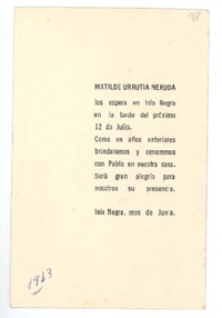 [Tarjeta] [1963] junio, Isla Negra, Chile [a] [Armando Benavente]