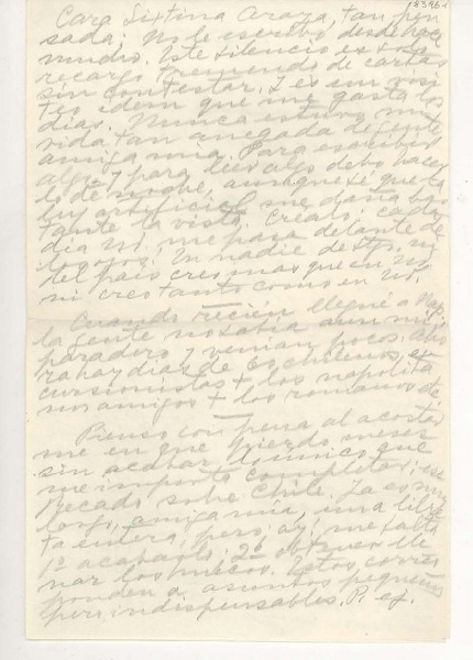 [Carta] 1952 junio, Nápoles, Italia [a] Sixtina Araya