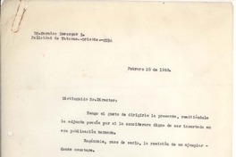 [Carta] 1959 feb. 18, Oriente, Cuba [a] Sr. Director