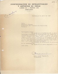 [Carta] 1954 abr. 3, Santiago, Chile [a] Benedicto Chuaqui
