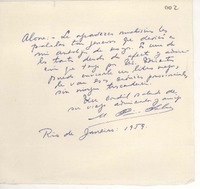 [Carta] 1959, Río de Janeiro, Brasil [a] Hernán Díaz Arrieta