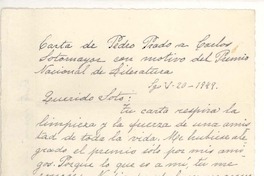 [Carta] 1949 may. 20, Santiago, Chile [a] Carlos Sotomayor