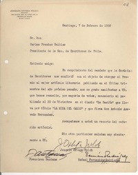 [Carta] 1950 feb. 7, Santiago, Chile [a] Carlos Préndez Saldías