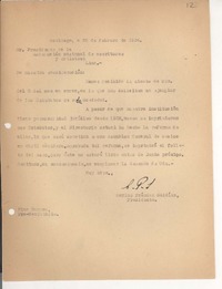 [Carta] 1954 feb. 22, Santiago, Chile [a] [Asociación Nacional de Escritores y Artistas de Chile]