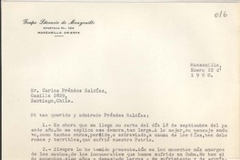[Carta] 1960 ene. 22, Manzanillo, Oriente, Cuba [a] Carlos Préndez Saldías