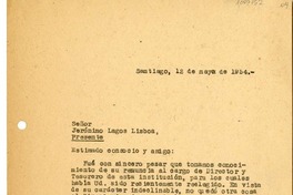 [Carta] 1954 mayo 12, Santiago, Chile [a] Jerónimo Lagos Lisboa