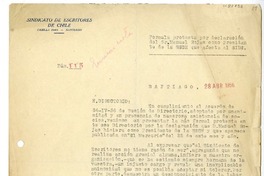 [Carta] 1956 abril 28, Santiago, Chile [al] Directorio de la Sociedad de Escritores de Chile