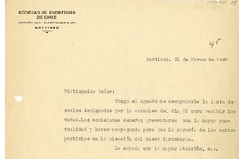 [Carta] 1942 marzo 31, Santiago, Chile [a] [un socio de la Sociedad de Escritores de Chile]