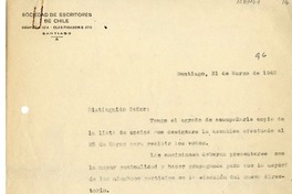[carta] 1942 marzo 31, Santiago, Chile [a] [un socio de la Sociedad de Escritores de Chile]