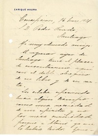 [Carta] 1921 enero 16, Concepción, Chile [a] Pedro Prado