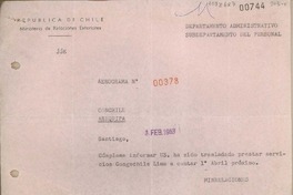 [Aerograma N°00378] 1963 febrero 1, Santiago, Chile [a] Juan Mujica, Arequipa, Perú