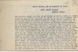[Carta] 1949 octubre 29, Bahía Blanca, Argentina [a] Marta Brunet, Buenos Aires