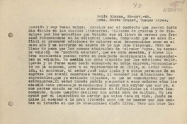 [Carta] 1946 noviembre 29, Bahía Blanca, Argentina [a] Marta Brunet, Buenos Aires