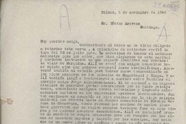 [Carta] 1949 noviembre 5, Bilbao, España [a] Hector Aravena, Santiago, [Chile]