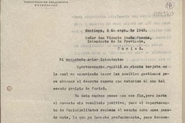 [Carta] 1943 septiembre 8, Santiago, Chile [a] Vicente Acuña Concha, Curico