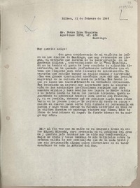 [Carta] 1949 febrero 21, Bilbao, España [a] Pedro Lira Urquieta, Santiago, [Chile]