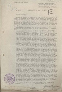 [Carta] 1950 enero 18, Bilbao, España [al] Sr. Ministro de Relaciones Exteriores, Chile