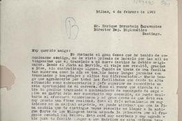 [Carta] 1949 febrero 4, Bilbao, España [a] Enrique Bernstein Carabantes, Santiago, [Chile]