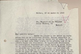 [Carta] 1949 marzo 18, Bilbao, España [a] Dalmiro de la Válgoma, Madrid [España]