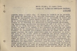 [Carta] 1948 enero 22, Bahía blanaca, Argentina [a] Emilio Rodríguez Mendoza, Santiago de Chile